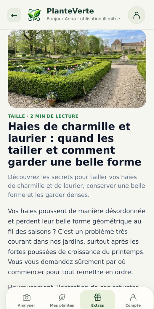 Un article du blog dans l'app